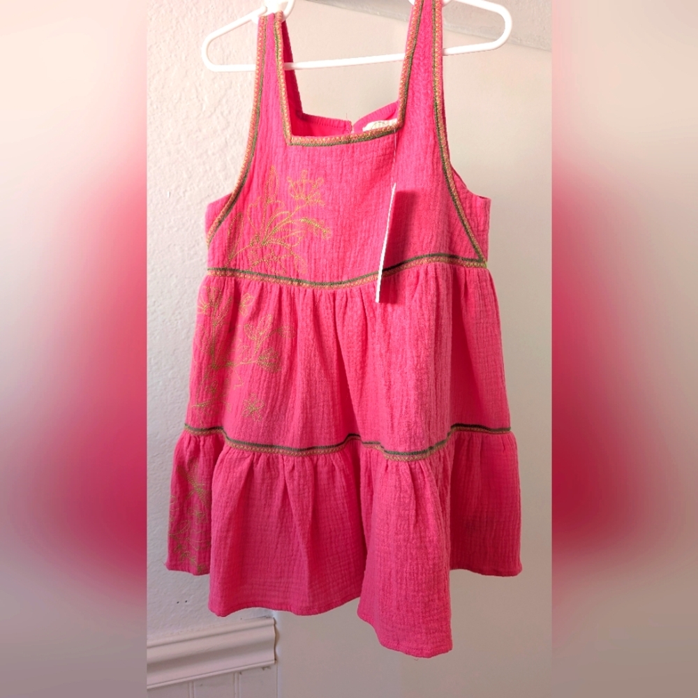 Peek pink floral gauze dress